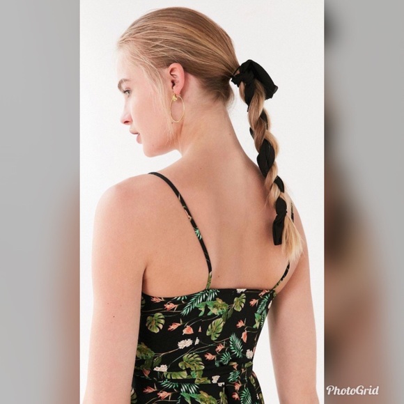 ECOTE Button Front TieBelt Black Print Mini Dress - Picture 5 of 8